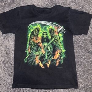 Black T-Shirt with Grim Reaper Design